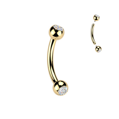 24kt Gold Plated Titanium I.T. Gem Curve 16G