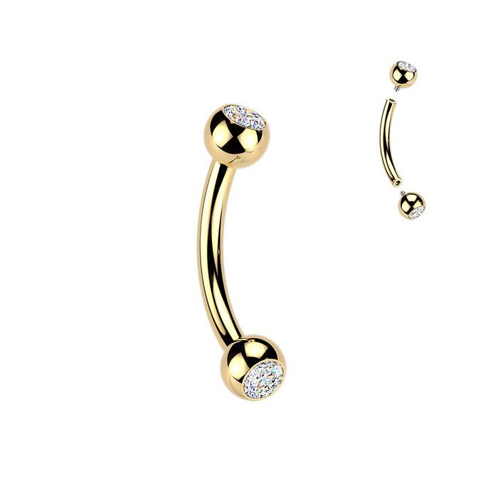 24kt Gold Plated Titanium I.T. Gem Curve 16G