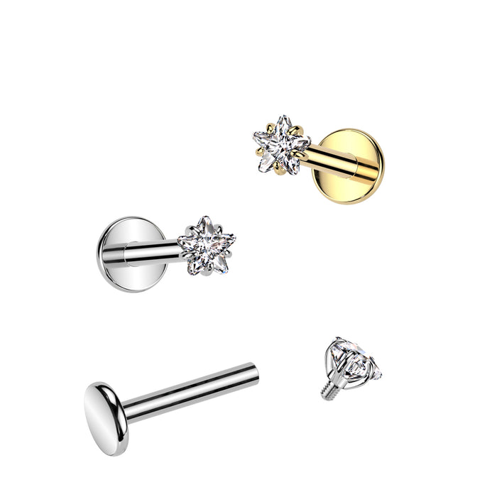 Titanium Prong Star Labret 16G