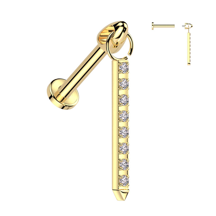 Titanium Gem Row Drop Labret 16G