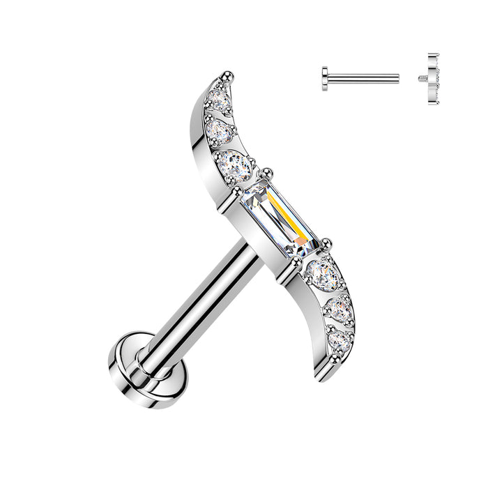 Titanium Baguette Wave Labret 16G