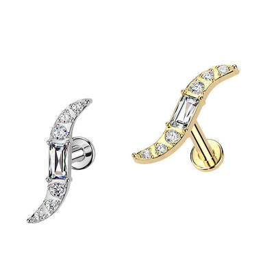 Titanium Baguette Wave Labret 16G