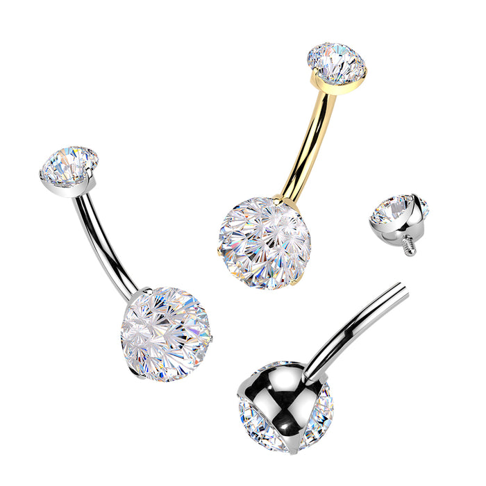 Titanium Fireworks Belly Bar 14G