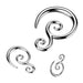 Set of silver spiral earrings on a white background