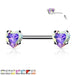 Threadless Heart Gem Nipple Bar 14G