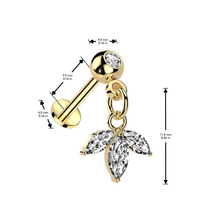 Threadless Leaf Dangle Labret