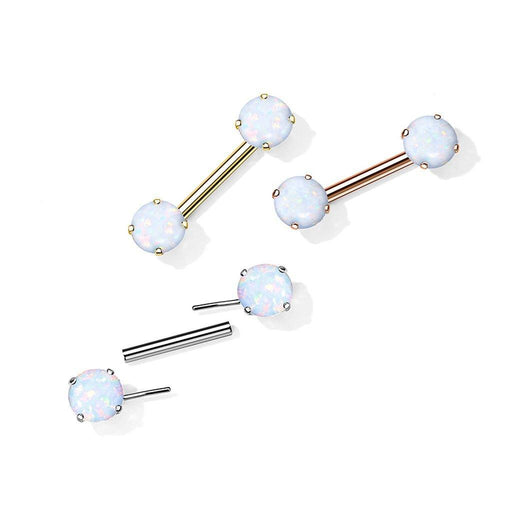 Threadless Opal Nipple Bar 14G