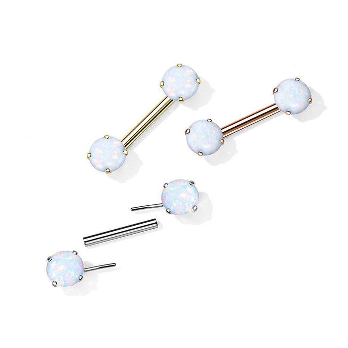 Threadless Opal Nipple Bar 14G