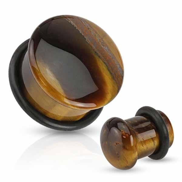 Tiger Eye Stone Dome Plug 4mm-16mm