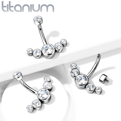 Titanium 5 Gem Belly Bar 14G