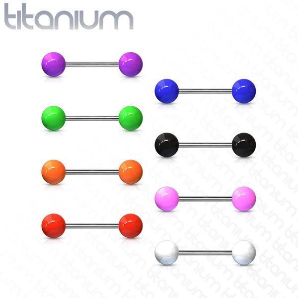Titanium Barbell with Colour Ends 14G