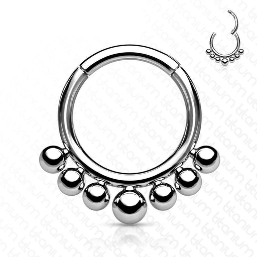 Titanium Bead Row Hinged Ring 16G
