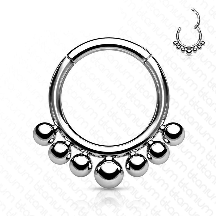 Titanium Bead Row Hinged Ring 16G