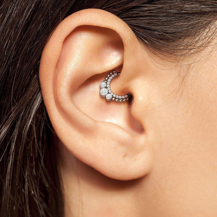 Titanium Beaded and Paved Hinged Ring 16G