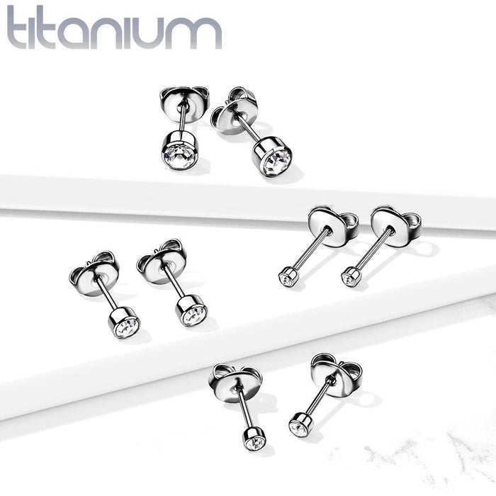 Titanium Bezel Stud Earrings Pair