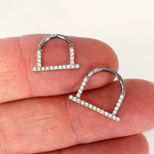 Titanium Box Paved Hinged Ring 16G