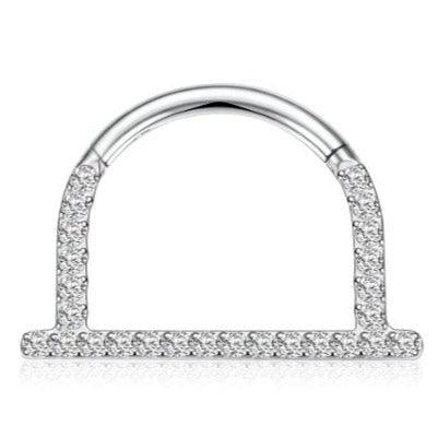 Titanium Box Paved Hinged Ring 16G