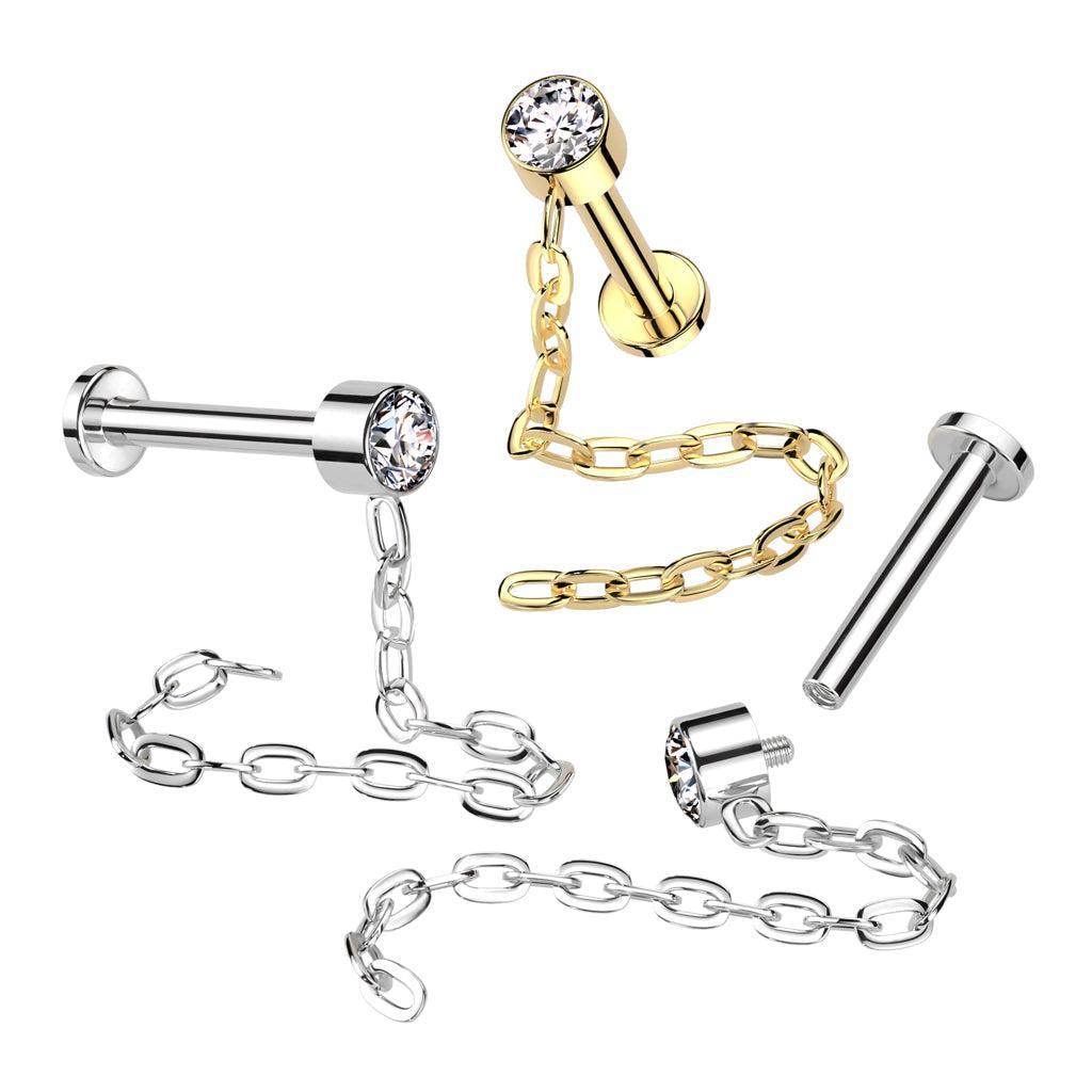 Titanium Chain Drop Labret 16G — Totally Pierced