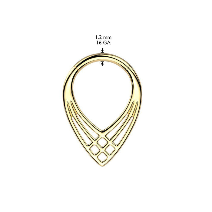 Titanium Cross Chevron Hinged Ring