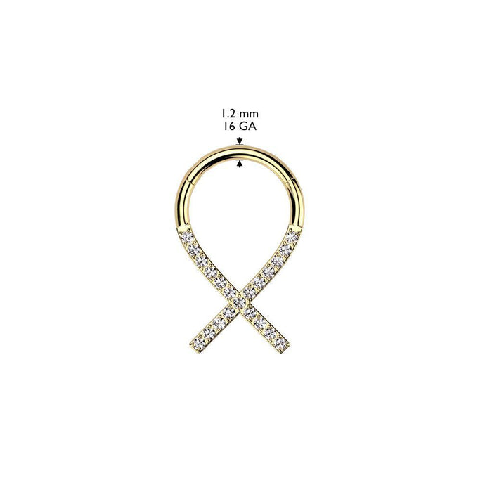 Titanium Cross Paved Hinged Ring