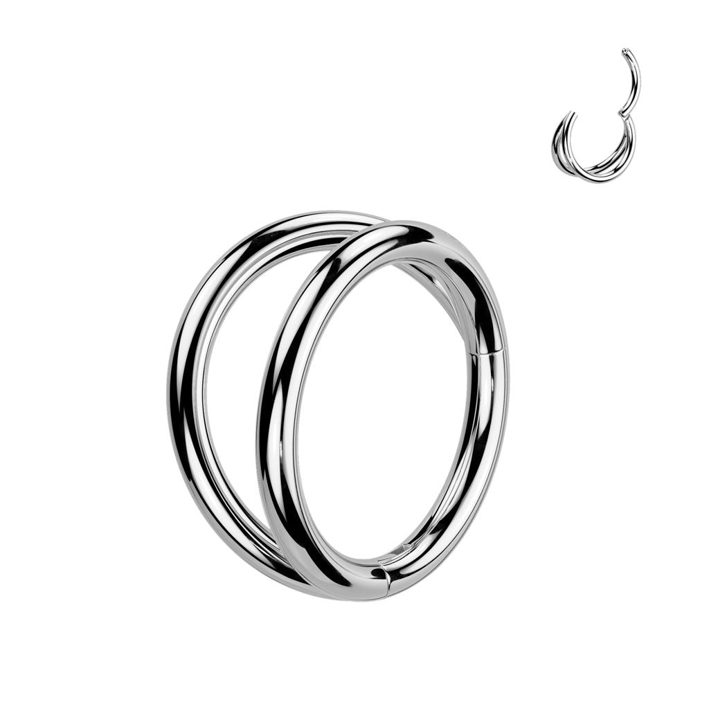 Titanium Double Line Hinged Ring — Totally Pierced