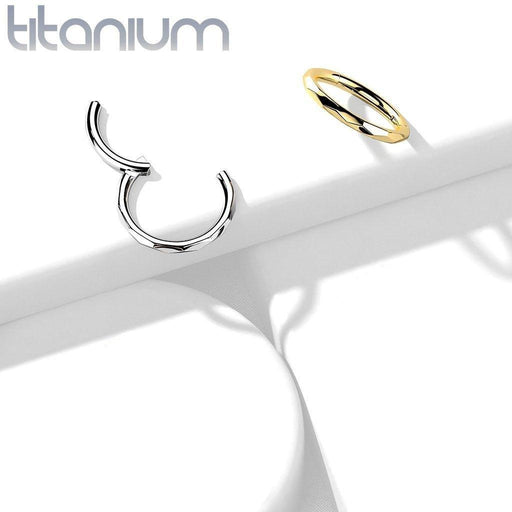 Titanium Faceted Hinged Ring 16G