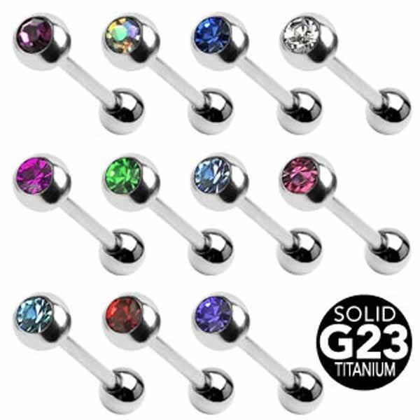 Titanium Gem Barbell 14G — Totally Pierced