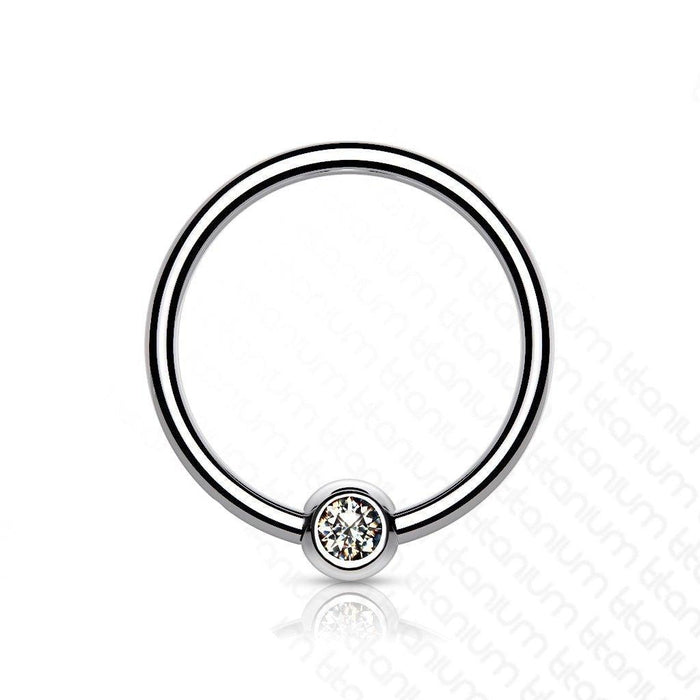 Titanium Gem Captive Ring 18G 16G 14G