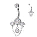 Titanium Gem Chain Belly Bar 14G