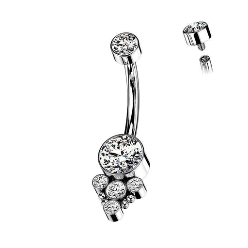 Titanium Gem Cluster Belly Bar 14G