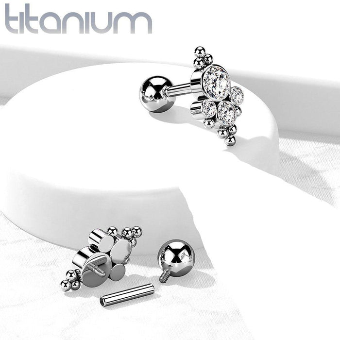 Titanium Gem Cluster Cartilage Bar 16G