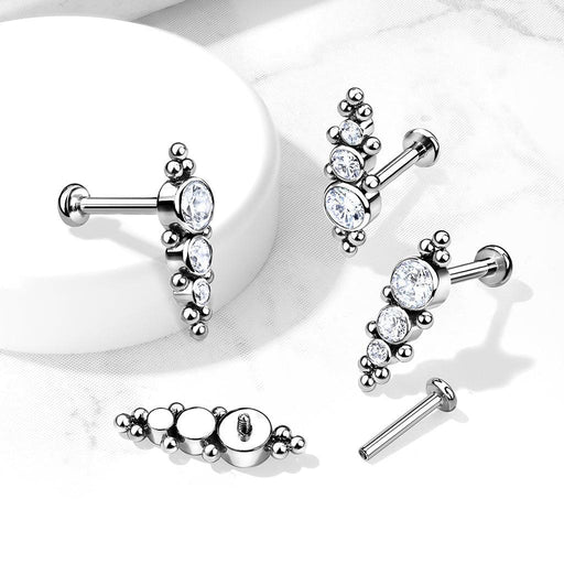 Titanium Gem Cluster Row Labret 16G
