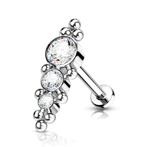 Titanium Gem Cluster Row Labret 16G