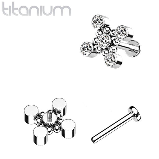 Titanium Gem Cross Labret 16G