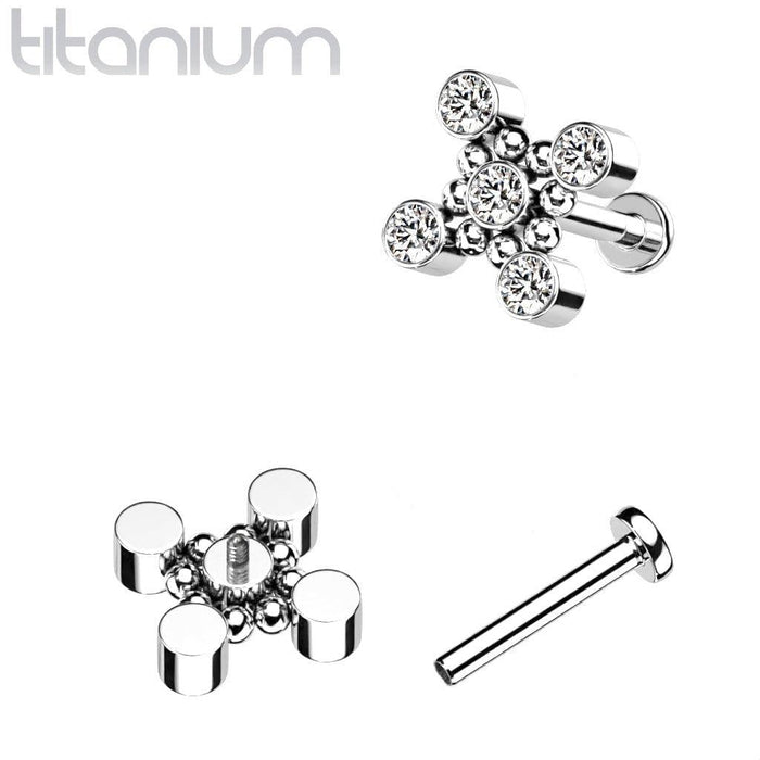 Titanium Gem Cross Labret 16G