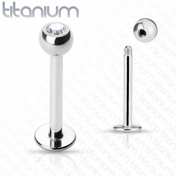 Titanium Gem Labret 16G 14G