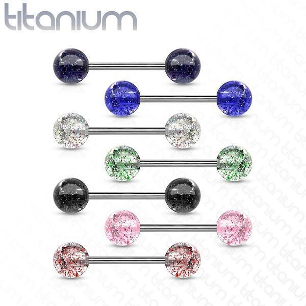Titanium Glitter Barbell 14G
