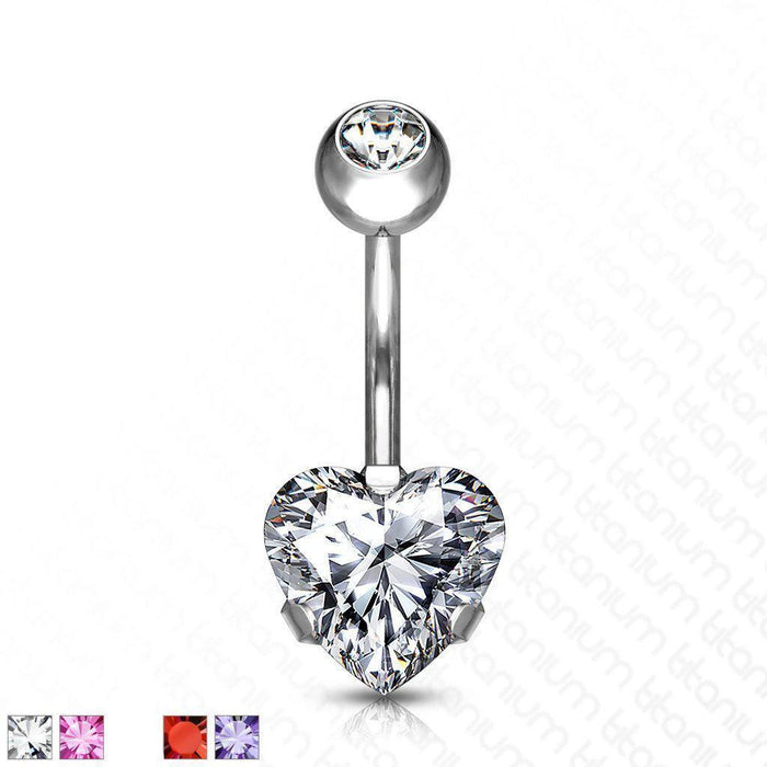 Titanium Heart Belly Bar 14G