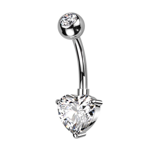 Titanium Heart Gem Belly Bar 14G