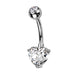 Titanium Heart Gem Belly Bar 14G