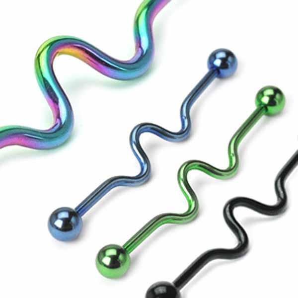 Titanium IP Wavy Industrial 14G 38mm