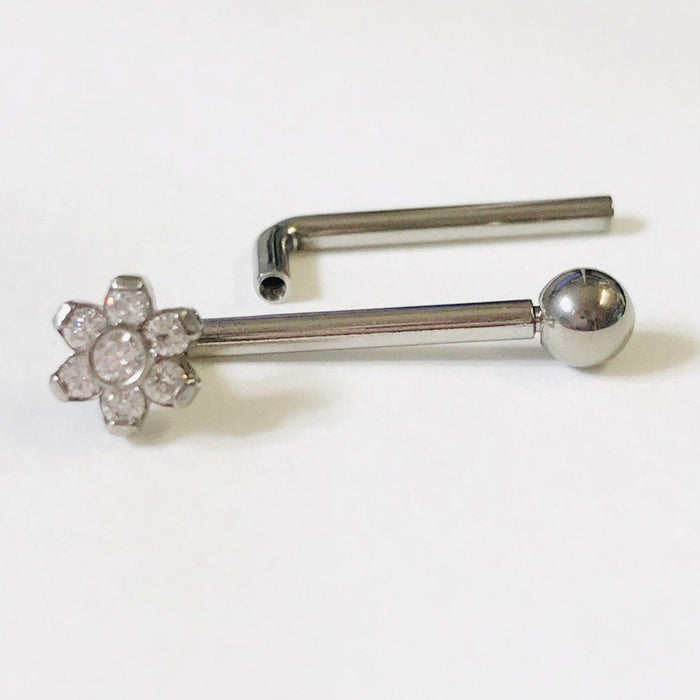 Titanium I.T. Flower Christina Bar 14G