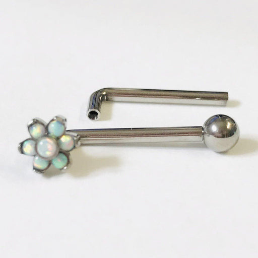 Titanium I.T. Opal Flower Christina Bar 14G