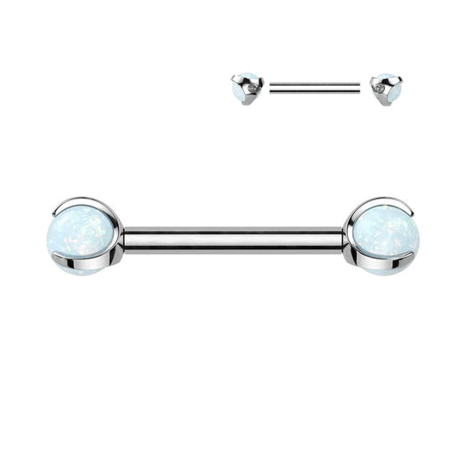 Titanium I.T. Opal Nipple Bar 14G