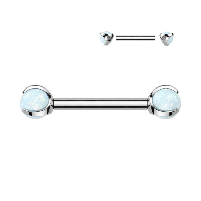 Titanium I.T. Opal Nipple Bar 14G