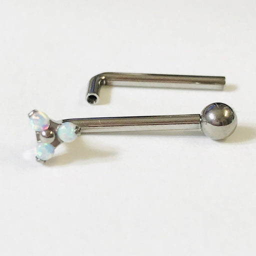 Titanium I.T. Triple Opal Christina Bar 14G