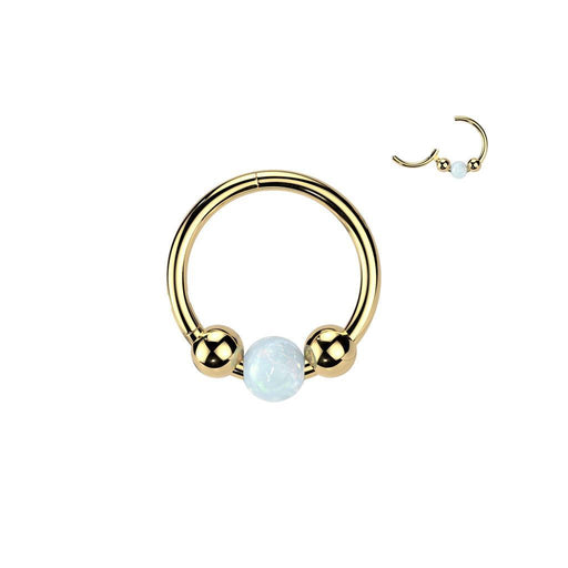 Titanium Opal Ball Hinged Ring 18G