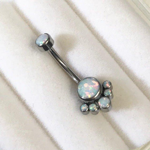 Titanium Opal Cluster Belly Bar 14G