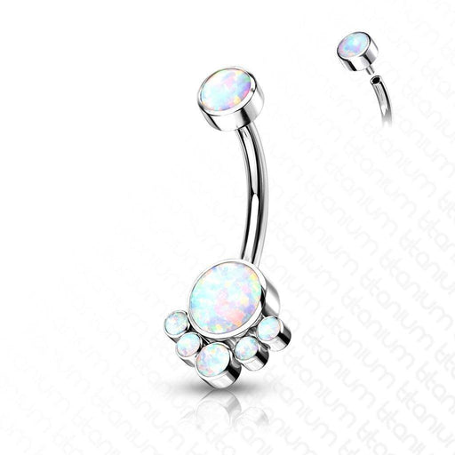 Titanium Opal Cluster Belly Bar 14G