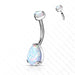 Titanium Opal Drop Belly Bar 14G